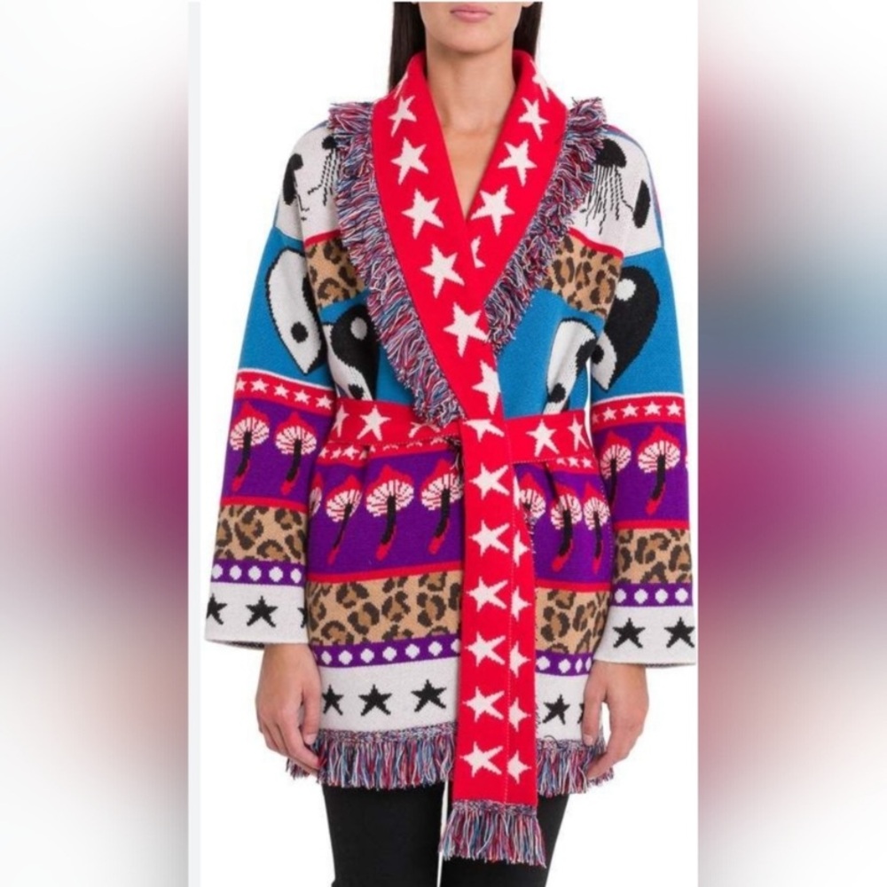 Alanui Inspired Psychedelic Mushroom Cardigan.